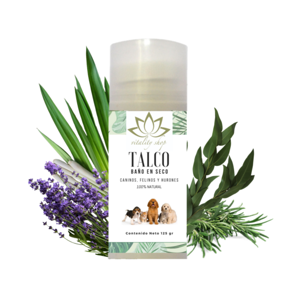 Talco Baño En Seco, Orgánico. Para Perros, Gatos Y Hurones 125g. Piel normal - Imagen 3