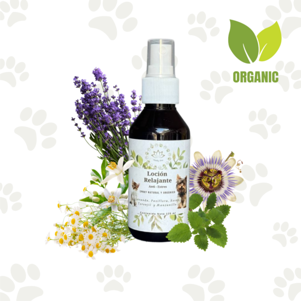 Loción Orgánica Relajante Anti Estrés Para Mascotas Perro Gato 125ml - Imagen 2