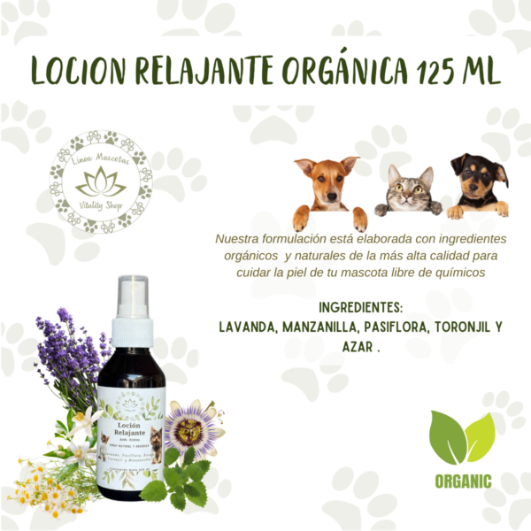 Loción Orgánica Relajante Anti Estrés Para Mascotas Perro Gato 125ml - Imagen 3