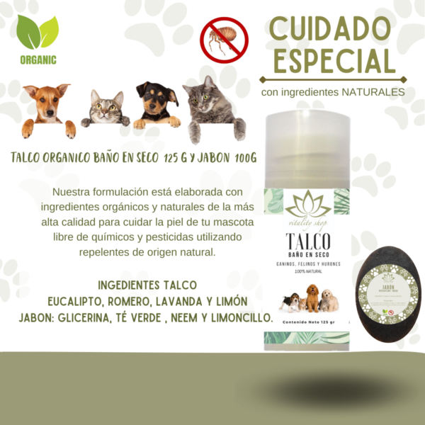 Talco Y Jabón Repelente Orgánico. Para Perros Gatos Mascotas 100 %natural - Imagen 3