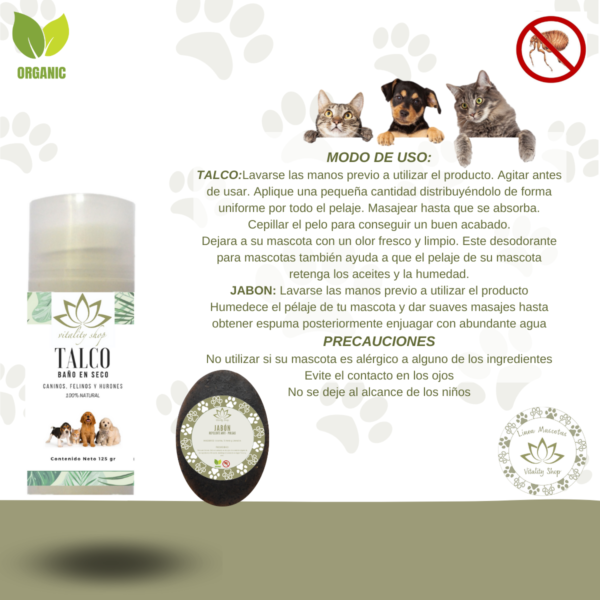 Talco Y Jabón Repelente Orgánico. Para Perros Gatos Mascotas 100 %natural - Imagen 5