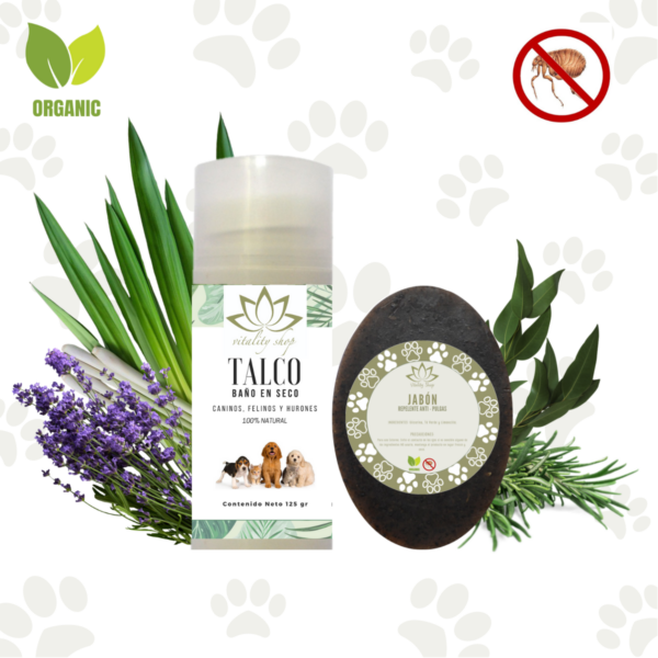 Talco Y Jabón Repelente Orgánico, Para Perros Gatos Mascotas 100 %natural - Imagen 2