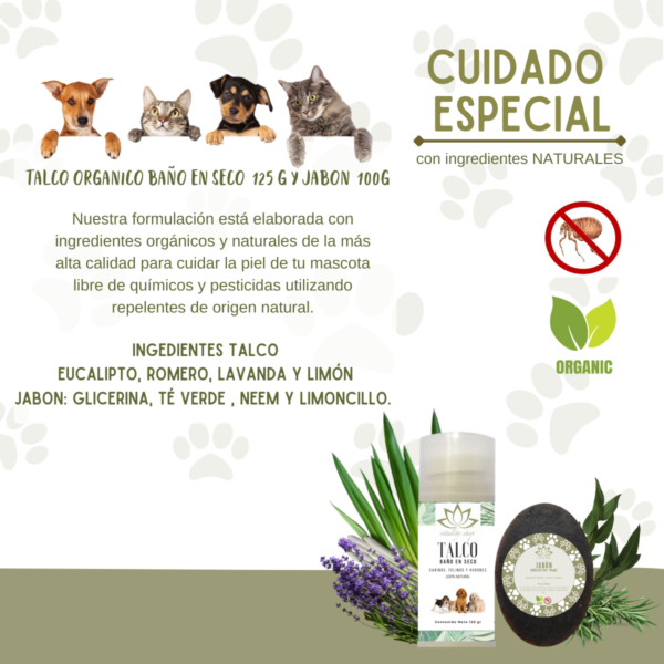Talco Y Jabón Repelente Orgánico, Para Perros Gatos Mascotas 100 %natural - Imagen 3