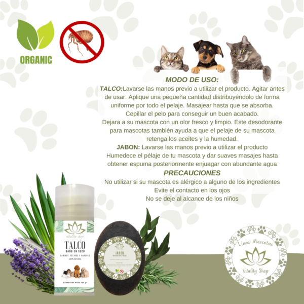 Talco Y Jabón Repelente Orgánico, Para Perros Gatos Mascotas 100 %natural - Imagen 5