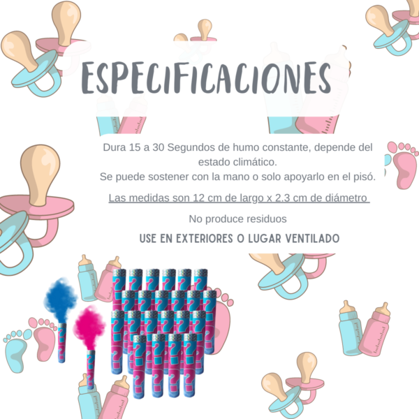 Bomba Revelación De Sexo Humo Bengala Baby shower Niño Niña 25pz - Imagen 7