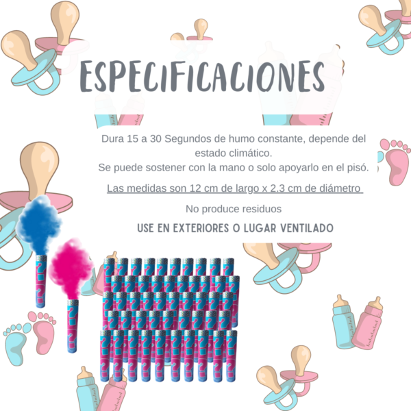 Bomba Revelación De Sexo Humo Bengala Baby shower Niño Niña 50pz - Imagen 7