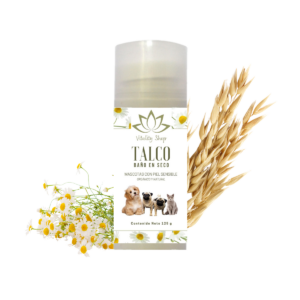Talco Baño En Seco Orgánico, Para Mascotas Perros, Gatos 125g.  Piel Sensible