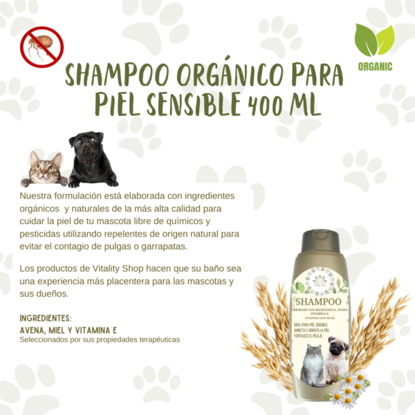 Shampoo Orgánico Anti Pulgas Para Mascota Piel Sensible - Imagen 2